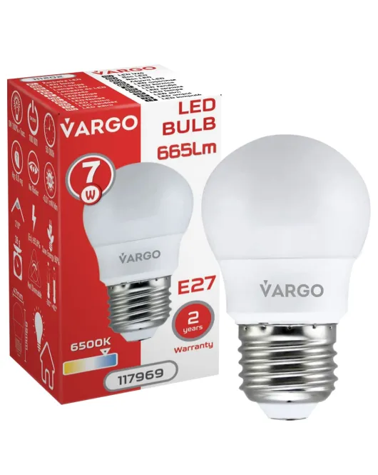 Экономная LED лампа, Светодиодная энергосберегающая лампочка, G45 7W E27 665lm 6000K (V-117969) VARGO (Светодиодные лампочки) Экономная LED лампа, Светодиодная энергосберегающая лампочка, G45 7W E27 665lm 6000K (V-117969) VARGO (Светодиодные лампочки)